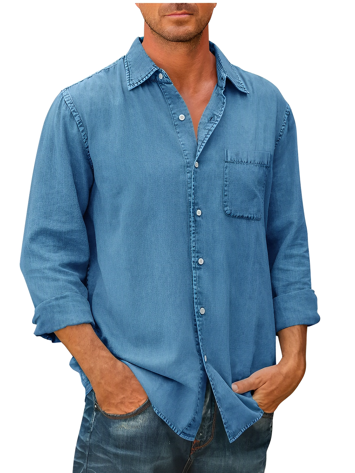 Flannel Long sleeve denim shirt for men | Mason