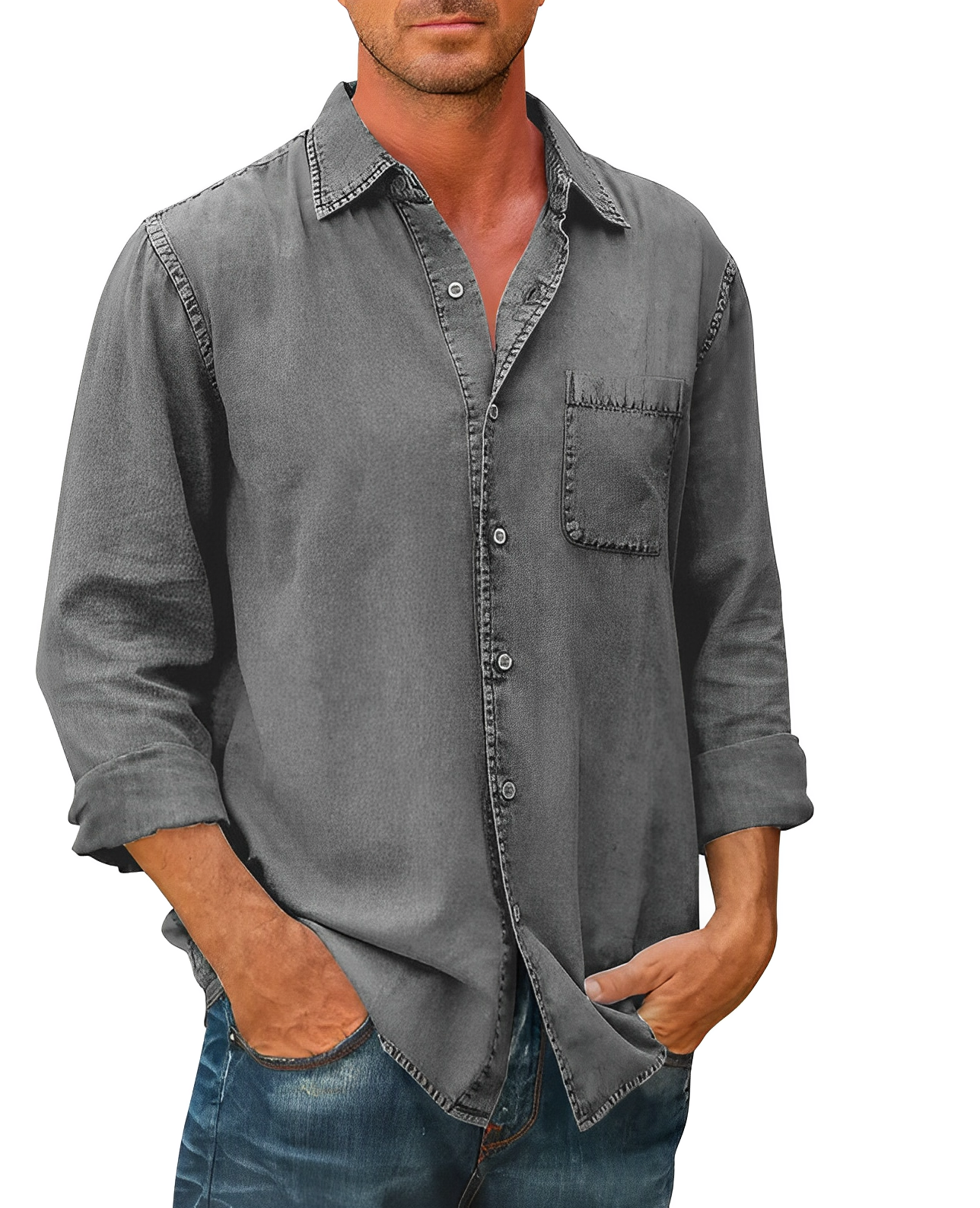 Flannel Long sleeve denim shirt for men | Mason