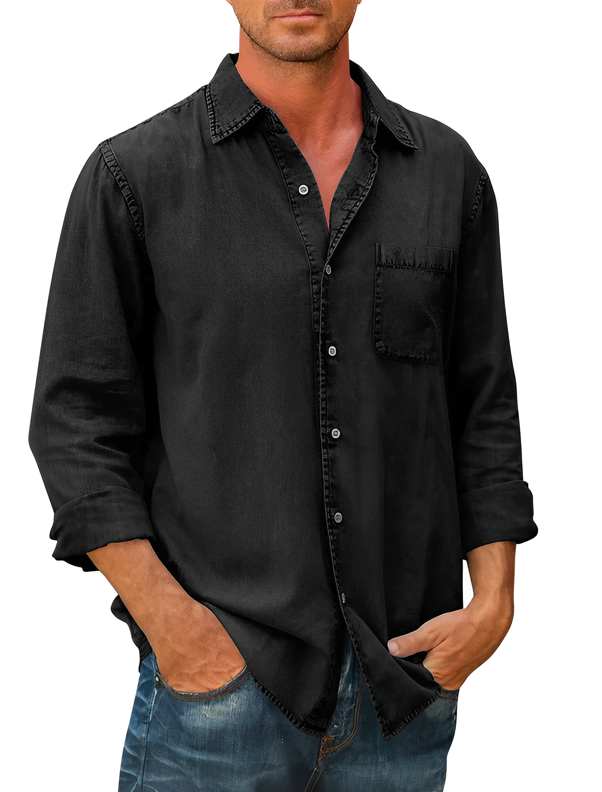 Flannel Long sleeve denim shirt for men | Mason