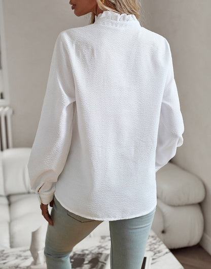 Lively Ruffle Detail Long Sleeve Blouse For Women | Celestine