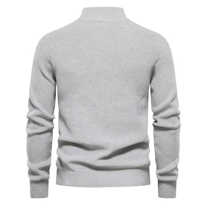 Lavender Ribbed Zip Neck Sweater for Men | Corin