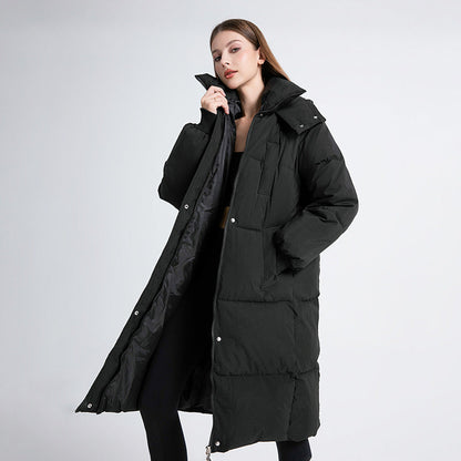 Meadow Elegant Hooded Long Puffer Coat For Women | Vivienne