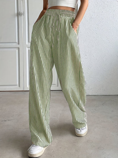 Tranquil Striped Relaxed Fit Trousers For Women | Avelisse