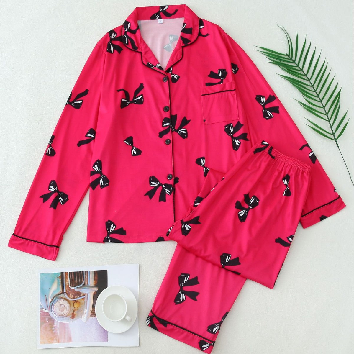 Garden Elegant long sleeve top and pyjama set for women | Elara