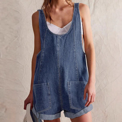 Tonal Casual Sleeveless Overall Romper For Women | Marivelle