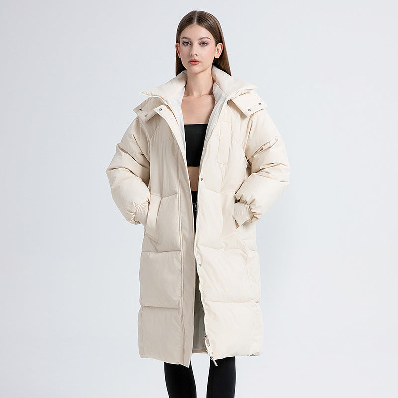 Meadow Elegant Hooded Long Puffer Coat For Women | Vivienne