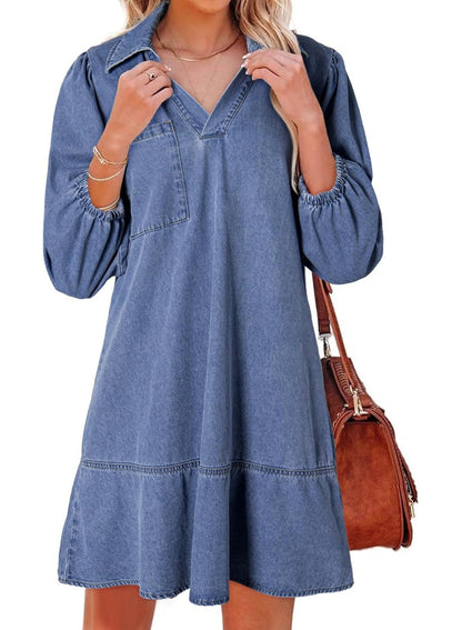 Oversized V-neck babydoll dress for women | Amaia