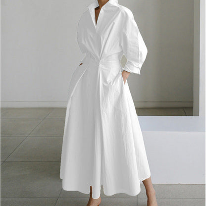 Distinctive Elegant Front Wrap Collared Dress For Women | Seralune