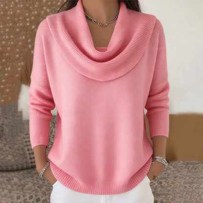 Reassuring Draped Cowl Neck Sweater For Women | Elara