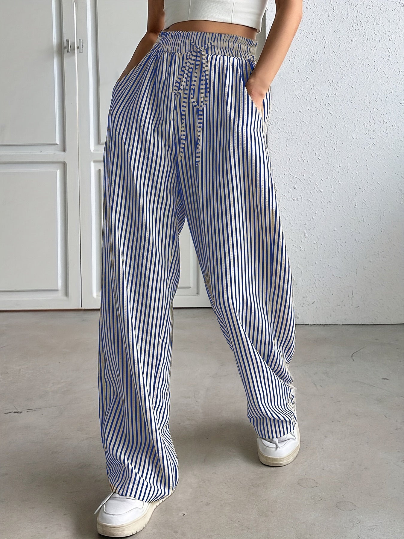 Tranquil Striped Relaxed Fit Trousers For Women | Avelisse