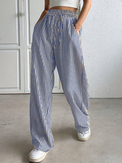 Tranquil Striped Relaxed Fit Trousers For Women | Avelisse