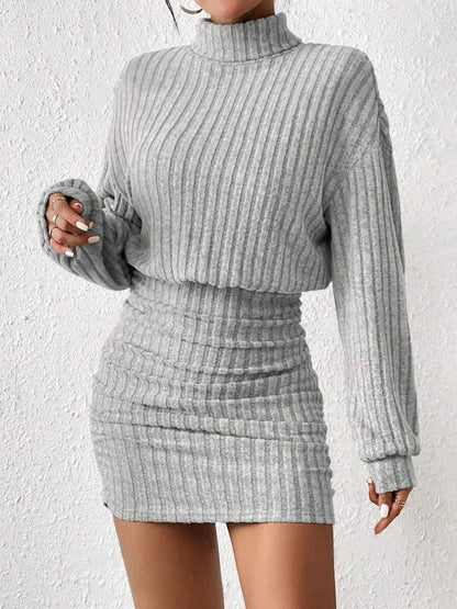 Studio Minimalist High Neck Bodycon Dress For Women | Elowenne