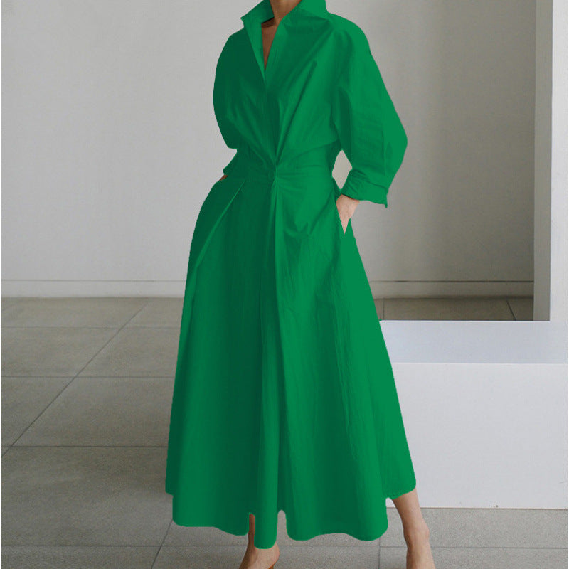 Distinctive Elegant Front Wrap Collared Dress For Women | Seralune