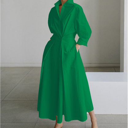 Distinctive Elegant Front Wrap Collared Dress For Women | Seralune