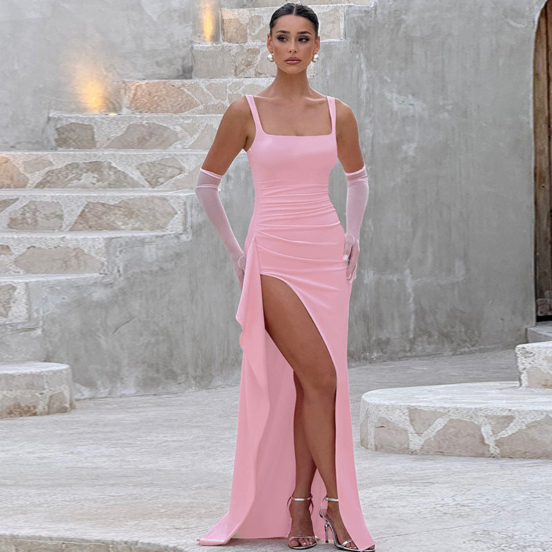 Moorland Elegant Open Back Maxi Dress For Women | Isabella