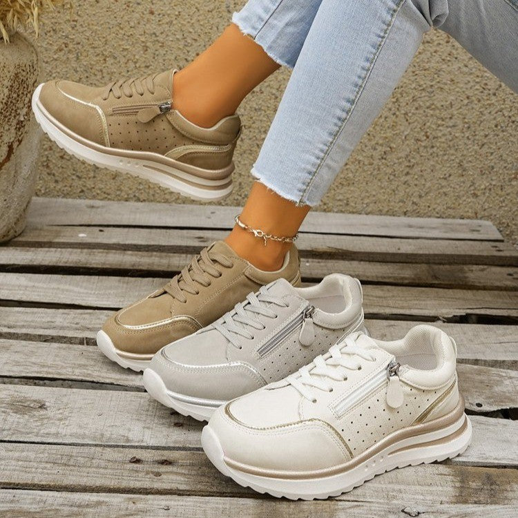 Glossy Supportive Lace Up Trainers for Women | Gina