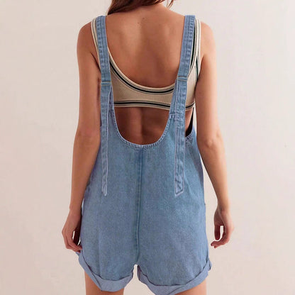 Tonal Casual Sleeveless Overall Romper For Women | Marivelle