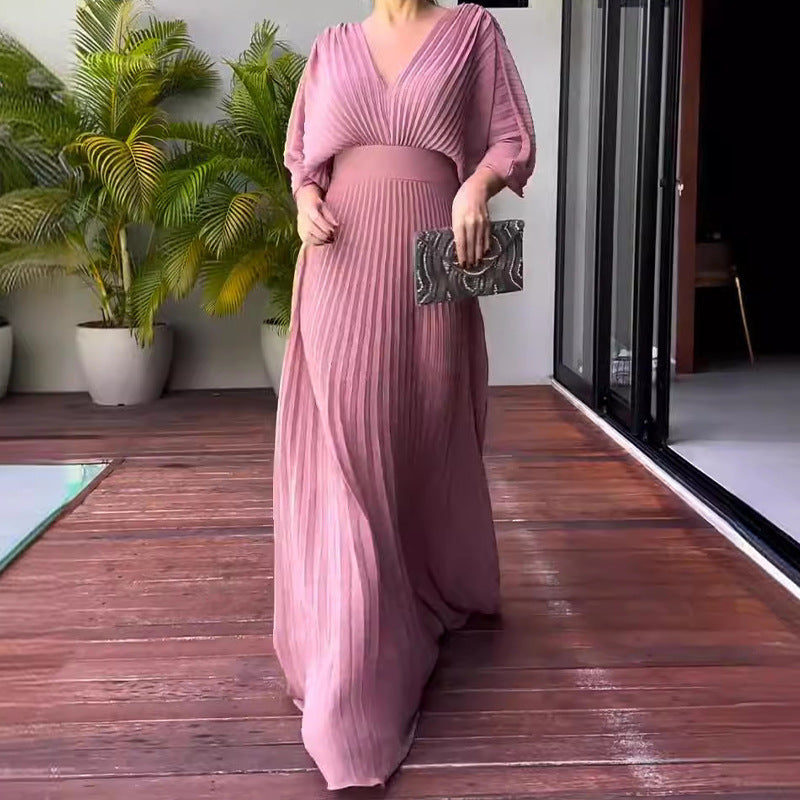 Floating ribbed elegant maxi dress for women | Ria -12