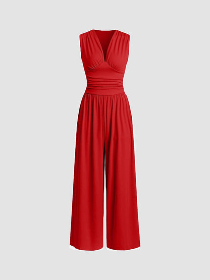 Forest Sleeveless Wide Leg Jumpsuit For Women | Elowen