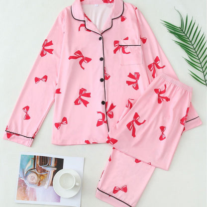 Garden Elegant long sleeve top and pyjama set for women | Elara