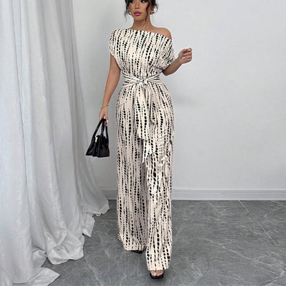 Calm Classy Wide Leg Oblique Strap Jumpsuit For Women | Zelmira