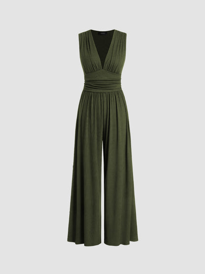 Forest Sleeveless Wide Leg Jumpsuit For Women | Elowen
