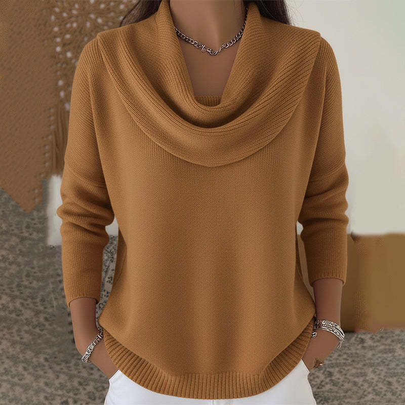 Reassuring Draped Cowl Neck Sweater For Women | Elara