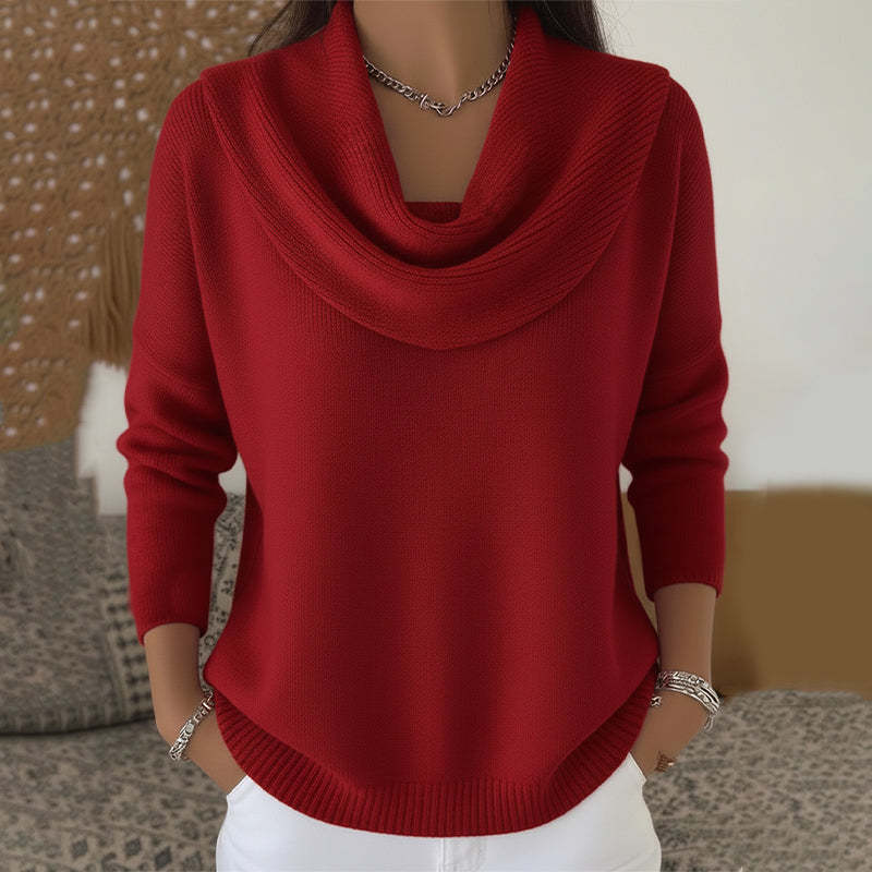 Reassuring Draped Cowl Neck Sweater For Women | Elara