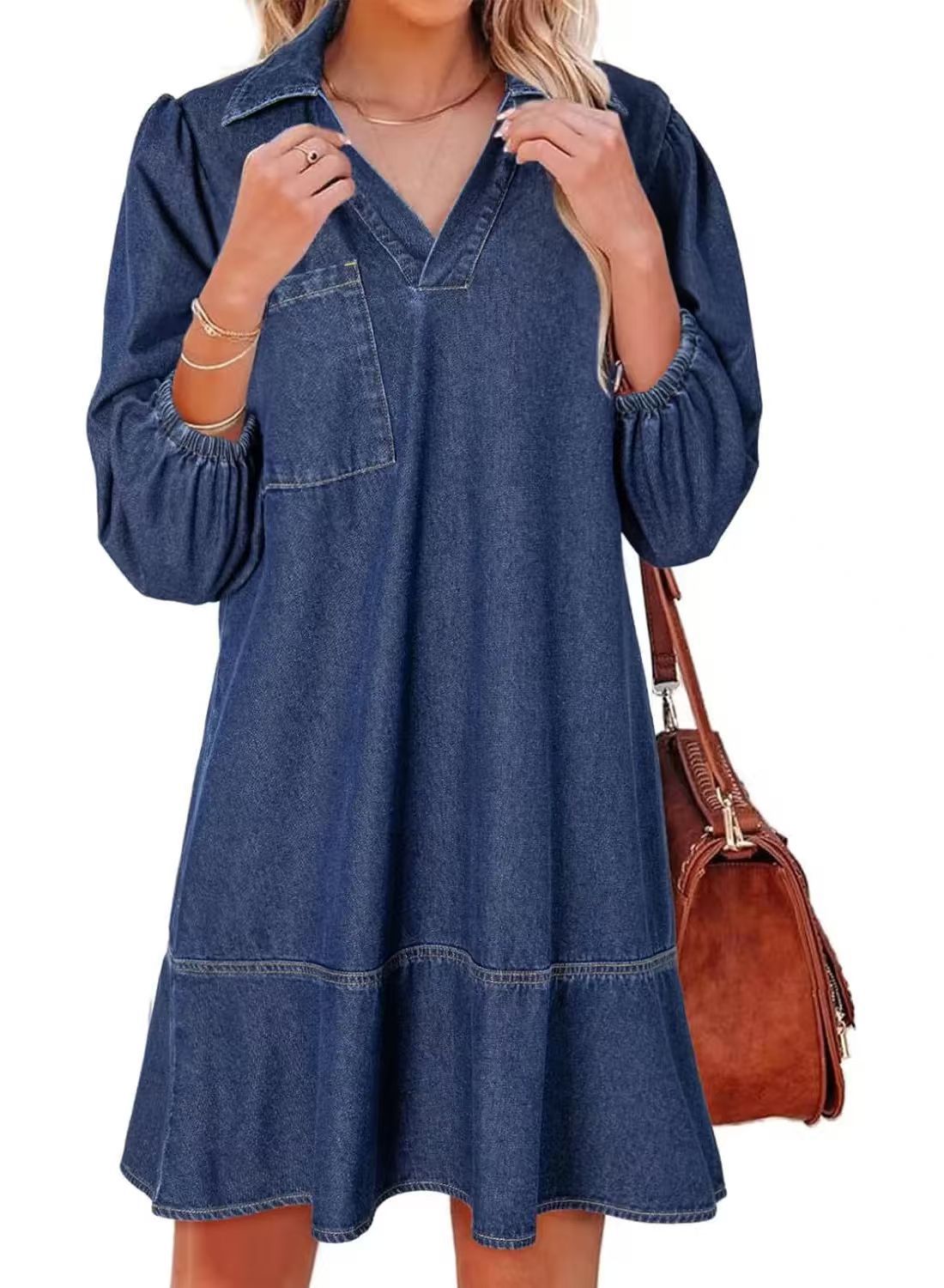 Oversized V-neck babydoll dress for women | Amaia