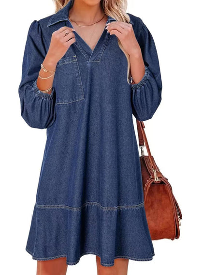 Oversized V-neck babydoll dress for women | Amaia