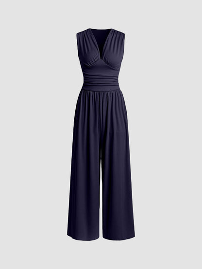 Forest Sleeveless Wide Leg Jumpsuit For Women | Elowen