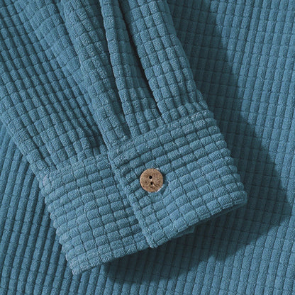 Comforting Textured Button Front Hooded Jacket For Men | Matteo