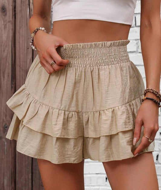 Wide Casual Ruffle Tiered Boho Skorts For Women | Liravelle