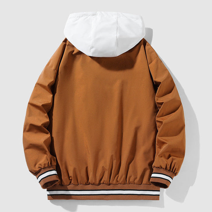Etched Hooded Varsity Style Jacket for Men | Beckford