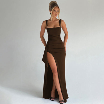 Moorland Elegant Open Back Maxi Dress For Women | Isabella