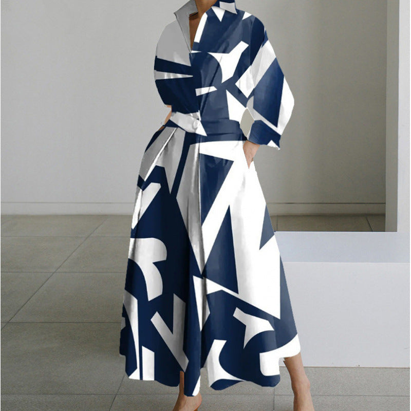 Distinctive Elegant Front Wrap Collared Dress For Women | Seralune