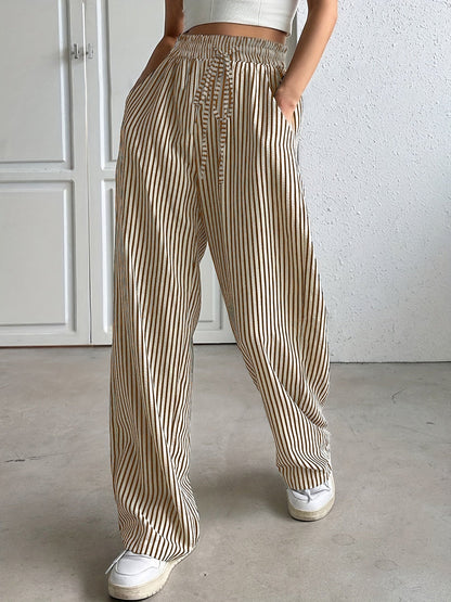 Tranquil Striped Relaxed Fit Trousers For Women | Avelisse