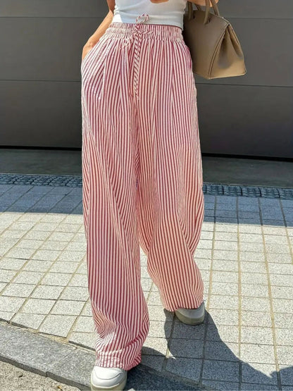 Tranquil Striped Relaxed Fit Trousers For Women | Avelisse