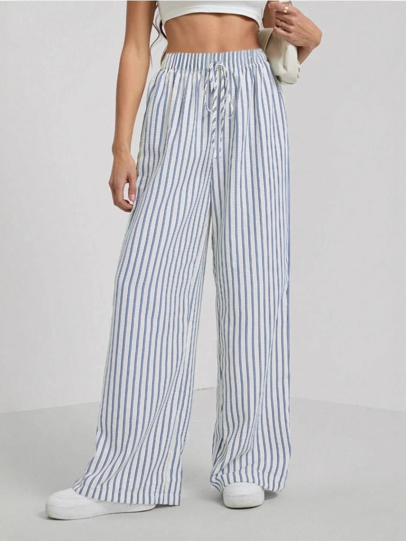 Tranquil Striped Relaxed Fit Trousers For Women | Avelisse