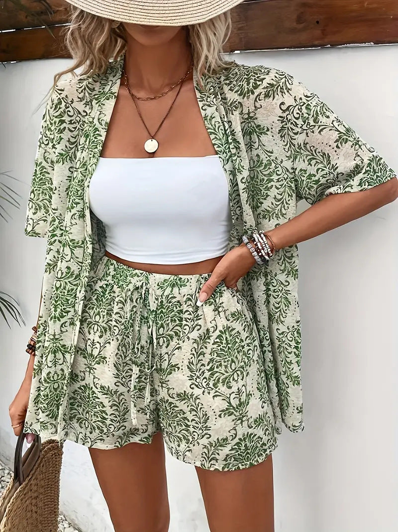 Serene Floral Top And Shorts Set For Women | Roselisse