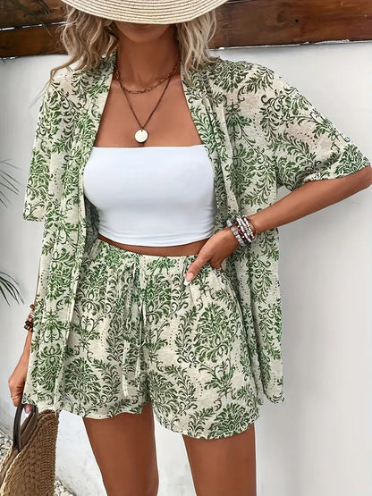 Serene Floral Top And Shorts Set For Women | Roselisse