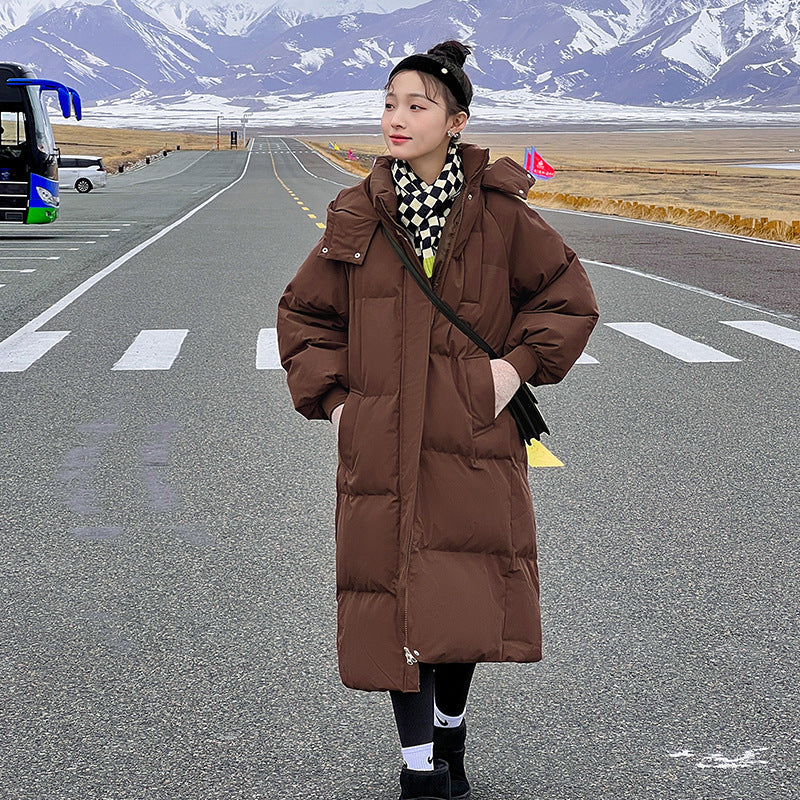 Stitched Comfortable Hooded Long Puffer Jacket For Women | Eloisa