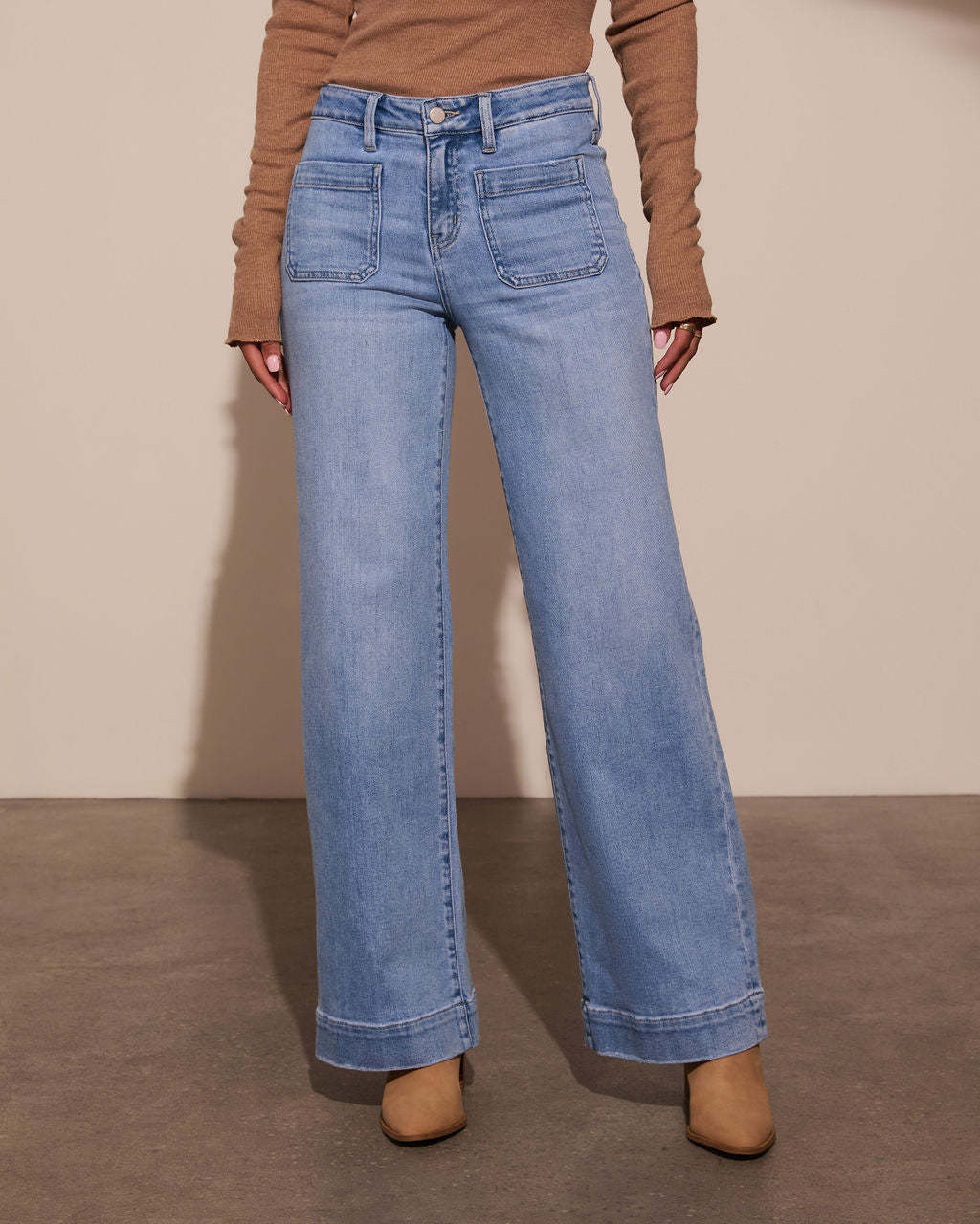 Traditional Classic Retro High Waist Wide Leg Jeans For Women | Zevarine