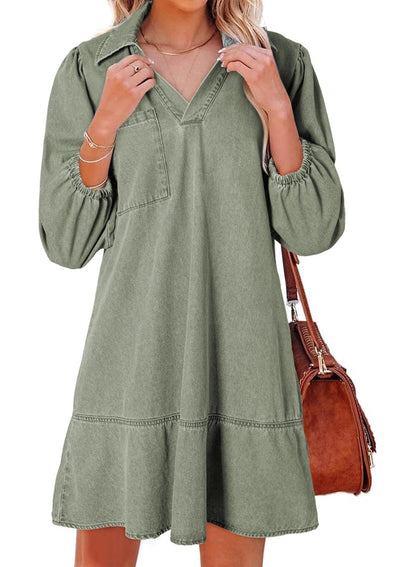 Oversized V-neck babydoll dress for women | Amaia