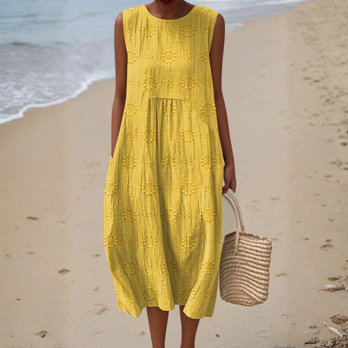 Devoted Sleeveless dress with side pockets for women | Camillea