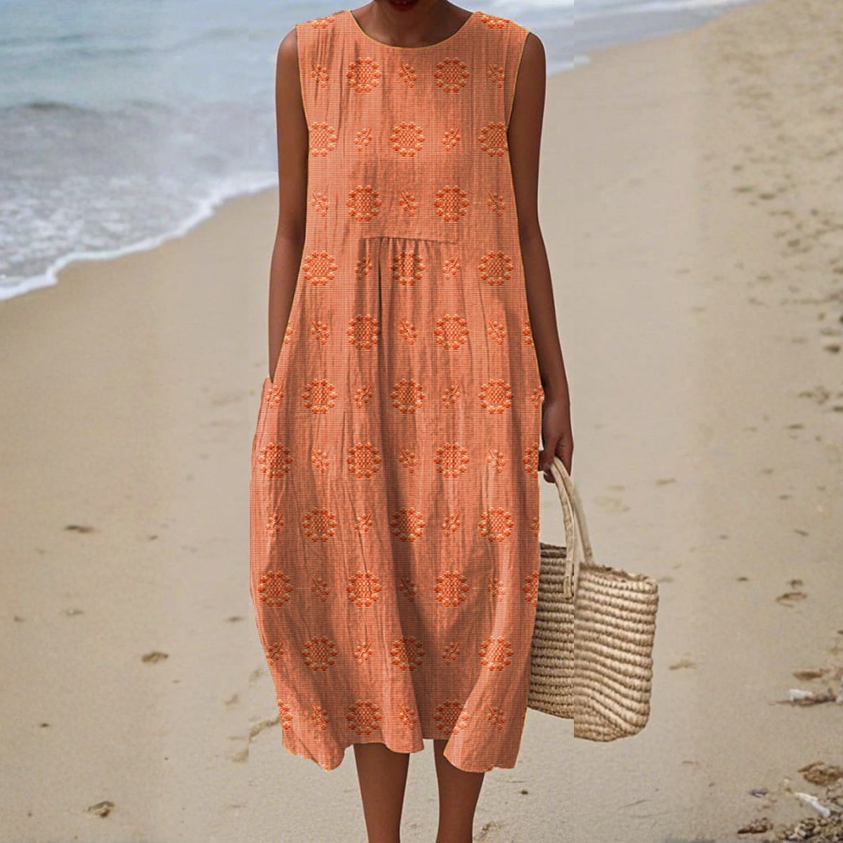 Devoted Sleeveless dress with side pockets for women | Camillea