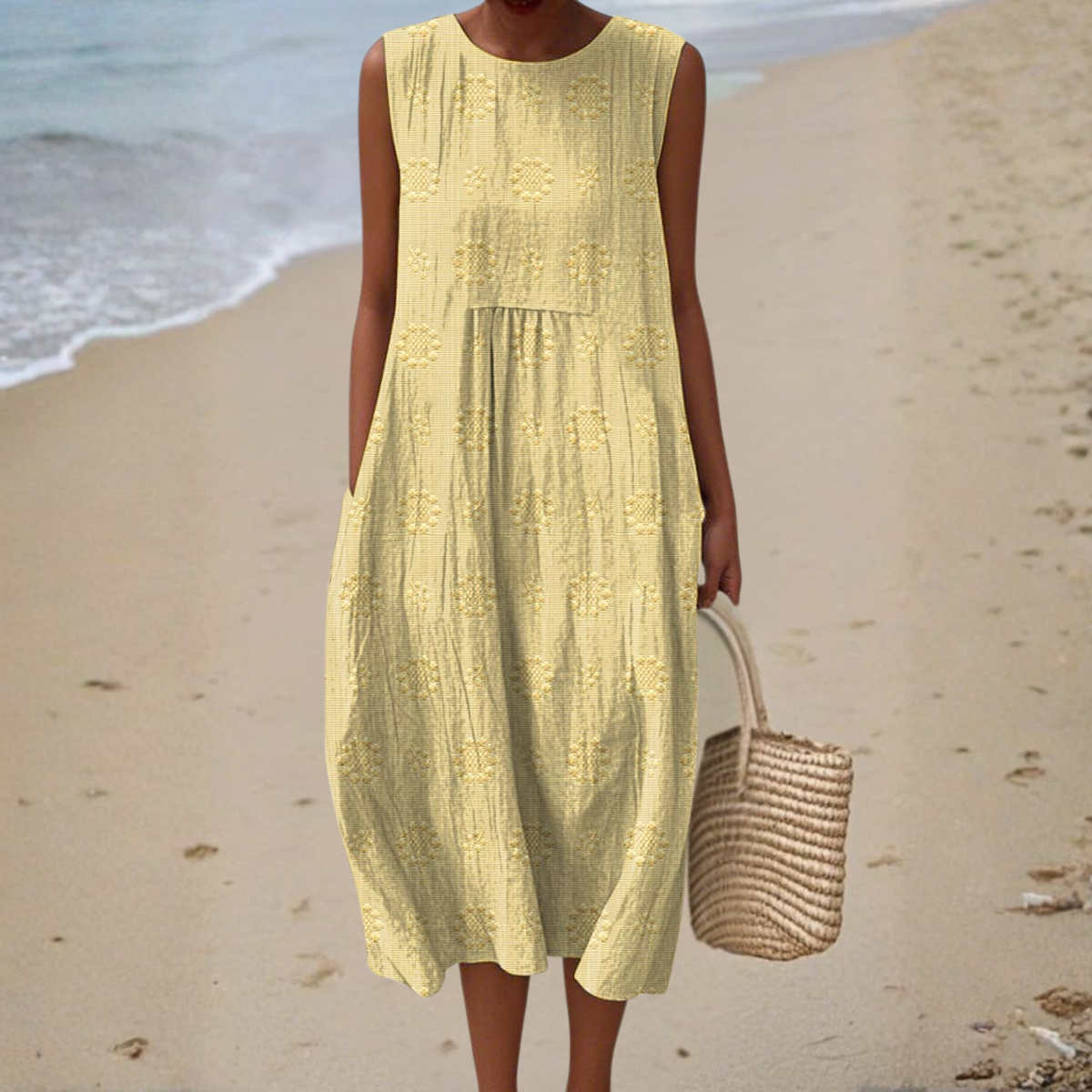 Devoted Sleeveless dress with side pockets for women | Camillea
