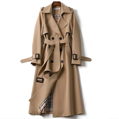 Printed Belted Double Breasted Trench Coat for Women | Elara