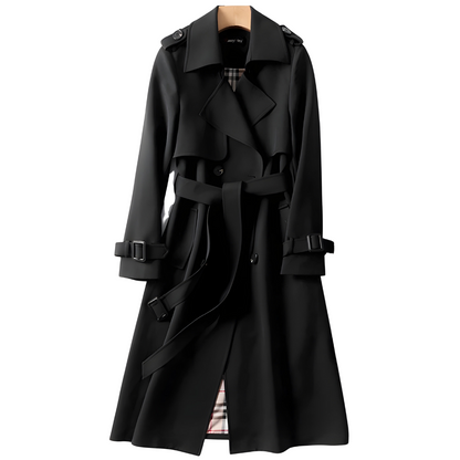 Printed Belted Double Breasted Trench Coat for Women | Elara