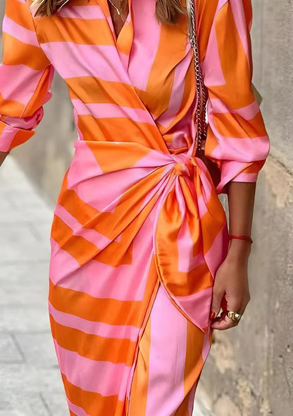 Embossed Printed waist-cinching shirt dress for women | Olivia